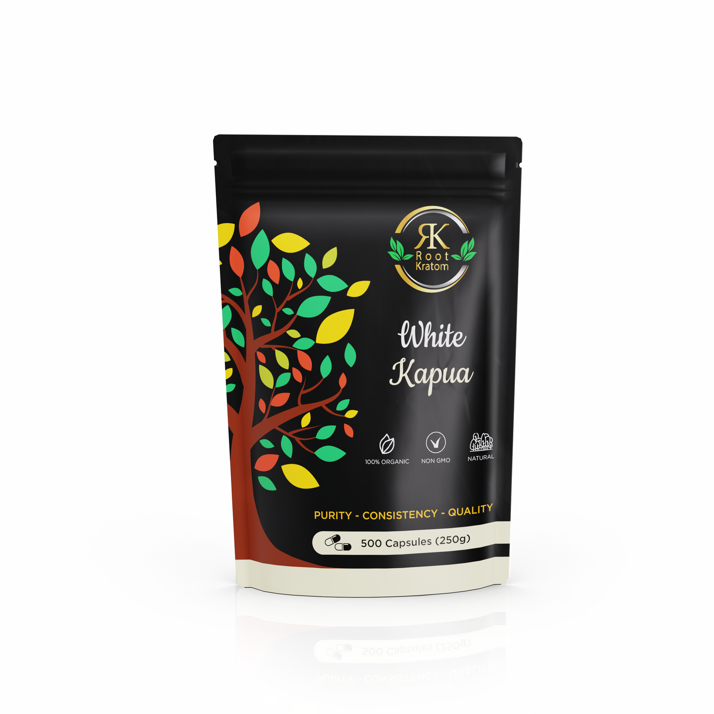 White Kapua Kratom Capsules 250g.