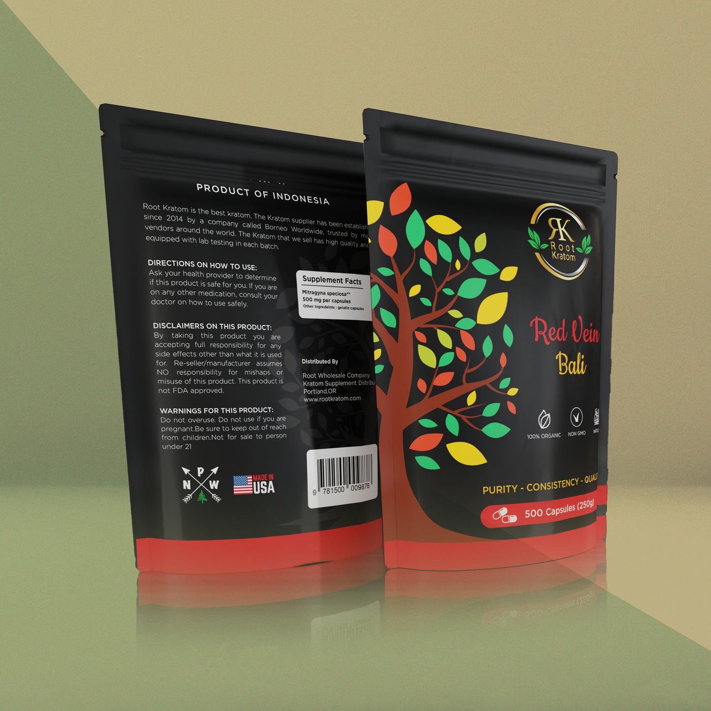 Red Vein Bali Kratom Capsules 250g.