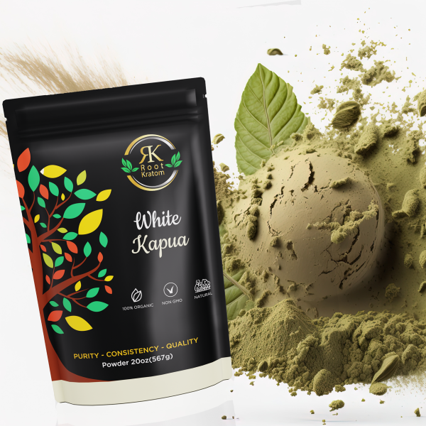 Root Kratom White Kapua Powder 20oz – Uplifting White Vein Kratom for Energy and Clarity