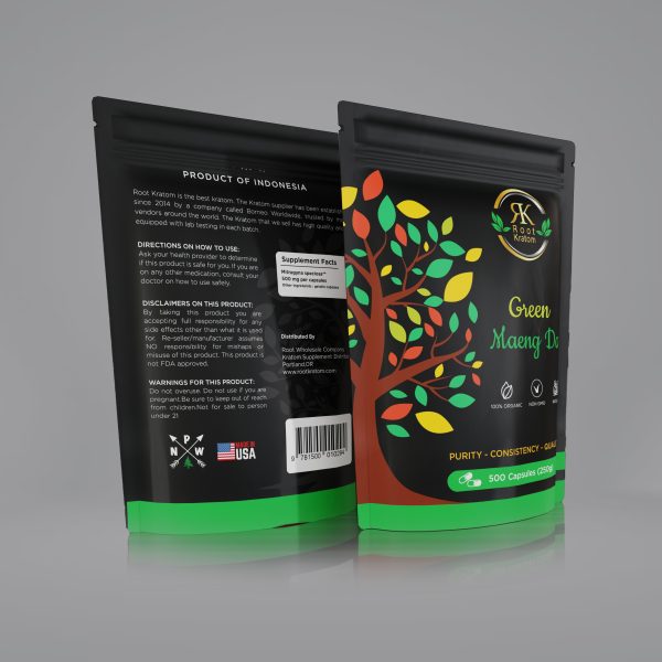 Root Kratom Green Maeng Da Kratom Capsules – 500 Count for Energy, Focus & Mood Support