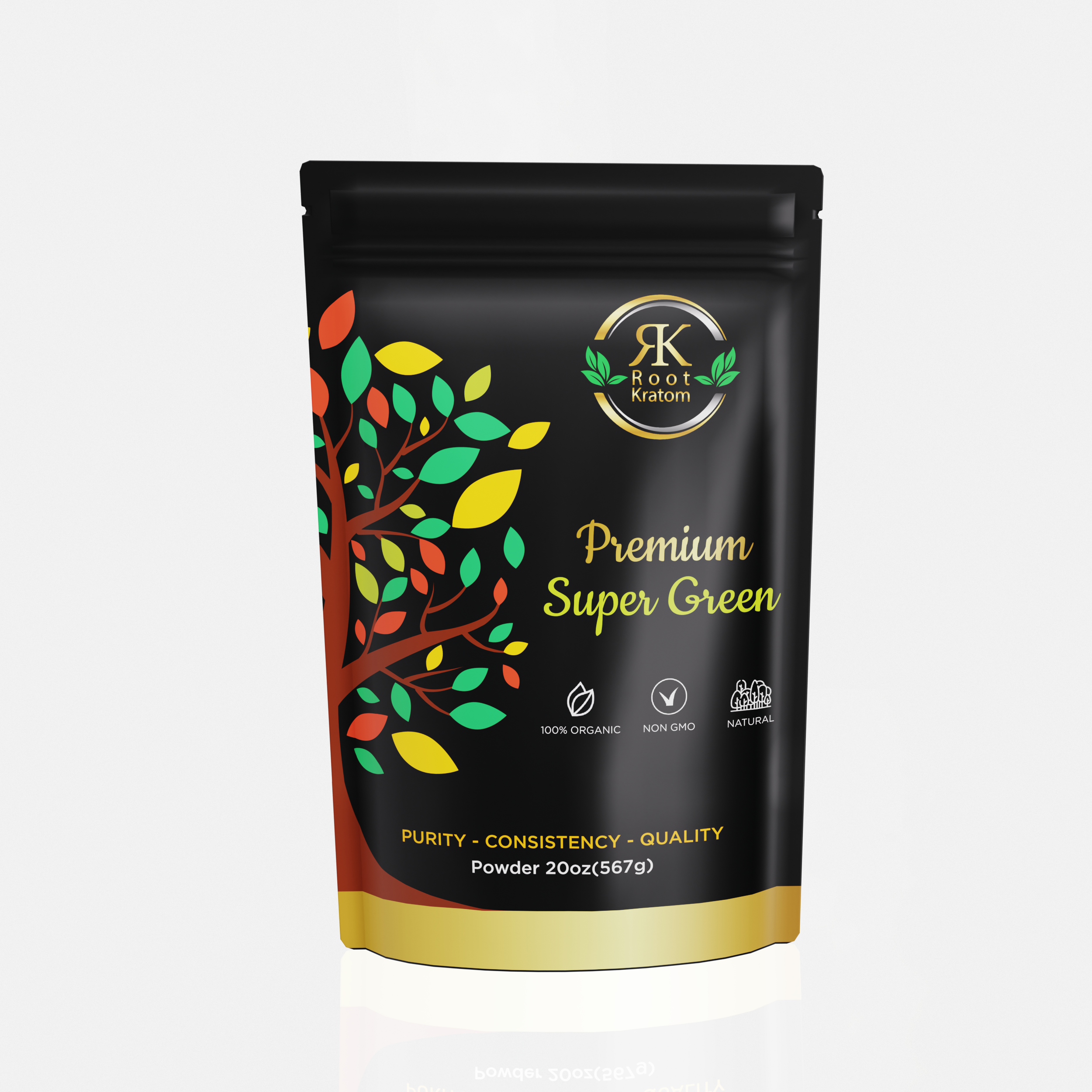 Root Kratom Premium Super Green Powder 20oz – Energizing Green Vein Kratom