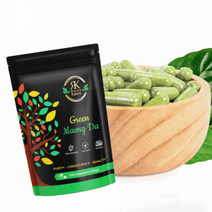 Green Maeng Da Kratom Capsules 100 count bottle for balanced energy and focus