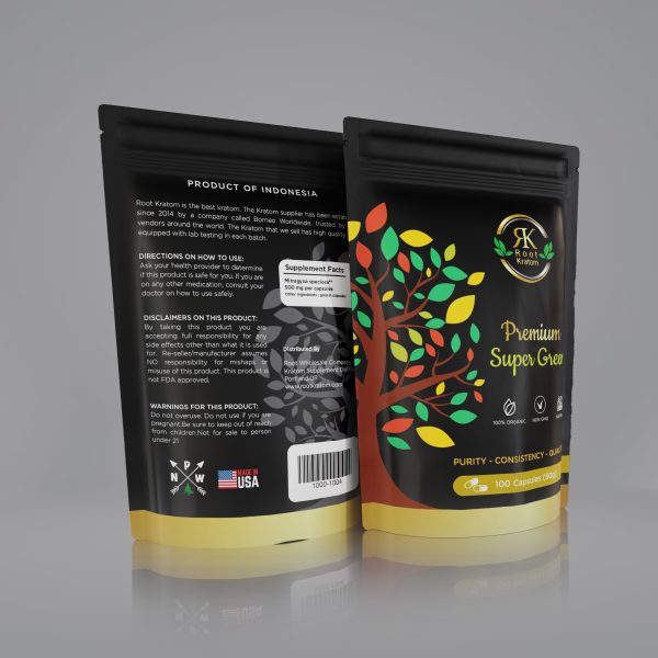 Root Kratom Premium Super Green Capsules – 100 Count | Lab-Tested Botanical Supplement for Energy & Focus